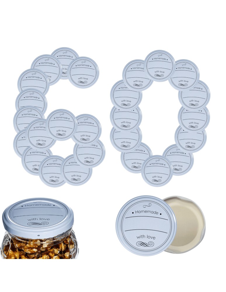 Słoiki i butelki - Zakrętki do słoików dekielki pokrywki nakrętki wieczka  66mm 60 szt WZÓR D - produkt MODO24.PL 1