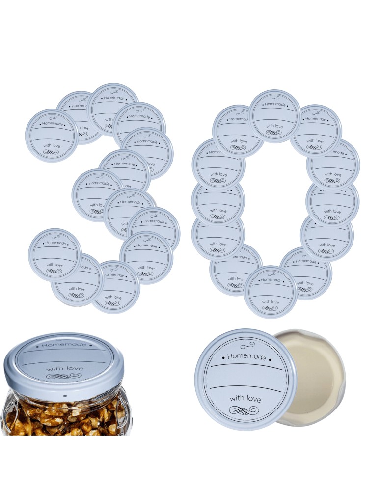 Słoiki i butelki - Zakrętki do słoików dekielki pokrywki nakrętki wieczka  66mm 30 szt WZÓR D - produkt MODO24.PL 1