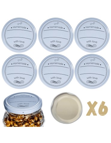 Słoiki i Dodatki - Zakrętki do słoików dekielki pokrywki nakrętki wieczka 66mm 6 szt WZÓR D - product 13