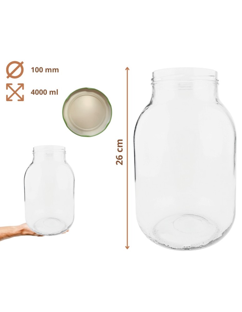 Słoiki - Słoiki 4000ml 4l na ogórki soki cukinia grzyby nalewki 60sztuk 100mm PZH - produkt MODO24.PL 16