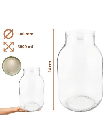Słoiki - Słoik 3000ml 3l na ogórki soki grzyby nalewki KOMPLET z POKRYWKĄ 100mm PZH - produkt 29
