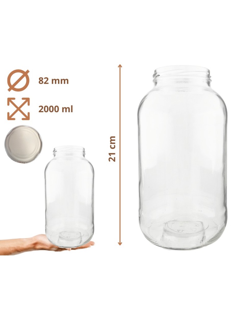 Słoiki - Słoiki 2000ml 2l na ogórki soki grzyby nalewki 30kpl zakrętki 82mm PZH - product MODO24.PL 16