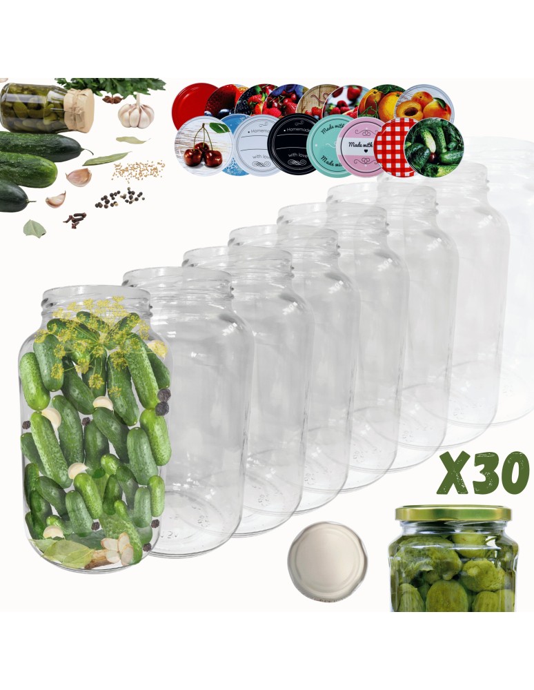 Słoiki - Słoiki 1500ml 1,5l ogórki małosolne sok grzyby nalewki 30kpl zakrętki 82mm - product MODO24.PL 14