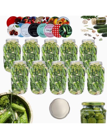 Słoiki - Słoiki 1500ml 1,5l ogórki małosolne sok grzyby nalewki 10kpl zakrętki 82mm - product 14