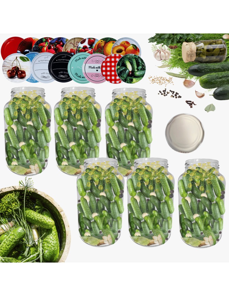 Słoiki - Słoiki 1500ml 1,5l na ogórki małosolne soki nalewki 6kpl zakrętki 82mm PZH - product MODO24.PL 14