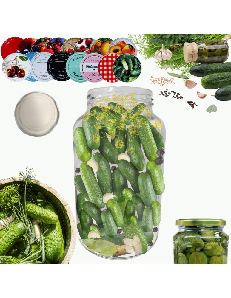Słoiki - Słoik 1500ml 1,5l na ogórki małosolne soki nalewki KOMPLET z POKRYWKĄ 82mm - product MODO24.PL 14