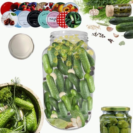 Słoik 1500ml 1,5l na ogórki małosolne soki nalewki KOMPLET z POKRYWKĄ 82mm