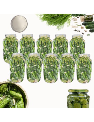 Słoiki - Słoiki 1500ml 1,5l na ogórki małosolne soki grzyby nalewki 10szt. 82mm PZH - product 14