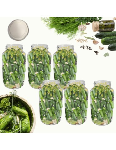 Słoiki - Słoiki 1500ml 1,5l na ogórki małosolne soki nalewki grzyby 6szt. 82mm PZH - product 14