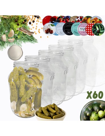 Słoiki - Słoiki 1500ml 1,5l ogórki małosolne soki grzyby nalewki 60kpl zakrętki 82mm - product 14