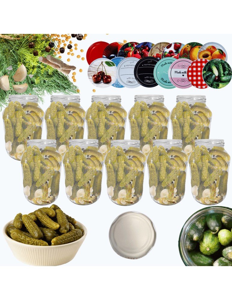 Słoiki - Słoiki 1500ml 1,5l ogórki małosolne soki grzyby nalewki 10kpl zakrętki 82mm - product MODO24.PL 14