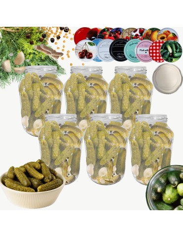 Słoiki - Słoiki 1500ml 1,5l na ogórki małosolne soki nalewki 6kpl zakrętki 82mm - product 14