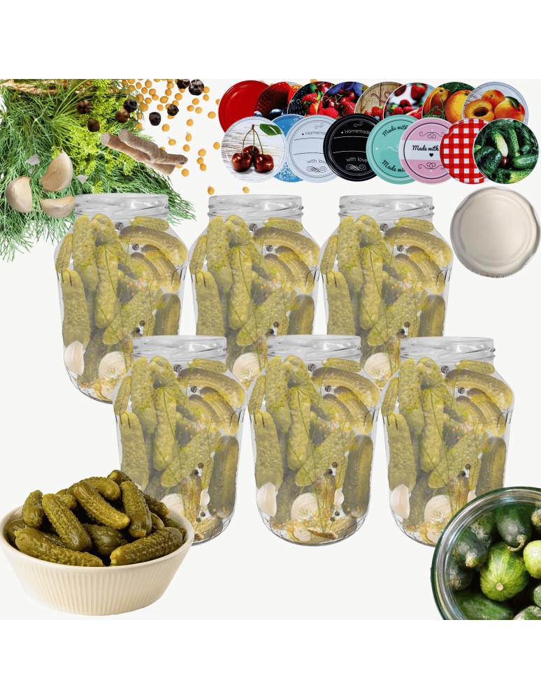 Słoiki - Słoiki 1500ml 1,5l na ogórki małosolne soki nalewki 6kpl zakrętki 82mm - product MODO24.PL 14