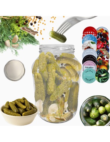 Słoiki - Słoik 1500ml 1,5l na ogórki małosolne soki nalewki KOMPLET z POKRYWKĄ 82mm - product 14