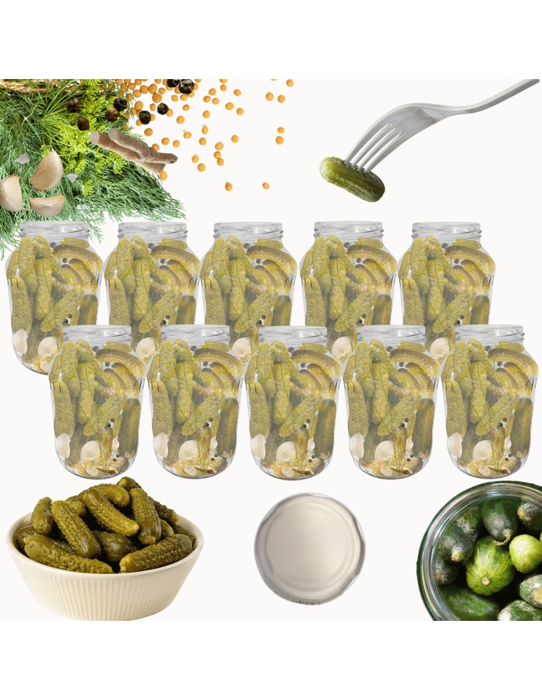 Słoiki - Słoiki 1500ml 1,5l na ogórki małosolne soki grzyby nalewki 10szt. 82mm PZH - product MODO24.PL 14