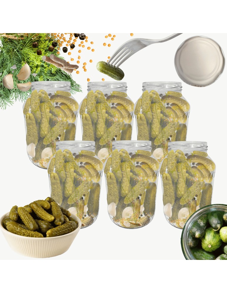 Słoiki - Słoiki 1500ml 1,5l na ogórki małosolne soki nalewki kompoty 6szt. 82mm PZH - product MODO24.PL 14