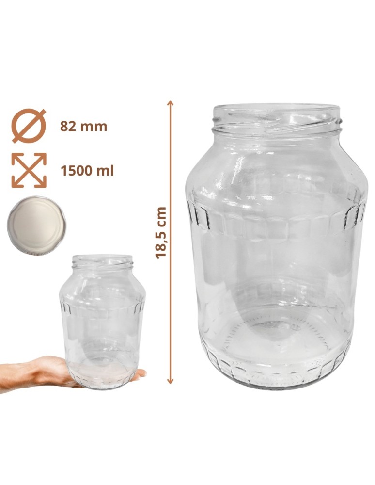 Słoiki - Słoiki 1500ml 1,5l na ogórki małosolne soki nalewki kompoty 6szt. 82mm PZH - product MODO24.PL 16