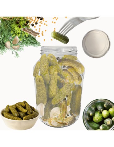 Słoiki - Słoik 1500ml 1,5l na ogórki małosolne soki nalewki kompot 1szt. 82mm PZH - product 14