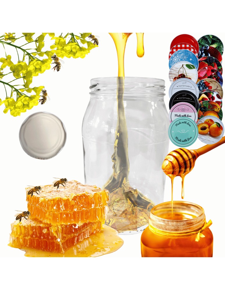 Słoiki - Słoik 900ml słoik na miód ogórki małosolne sałatki KOMPLET z POKRYWKĄ 82mm - product MODO24.PL 14