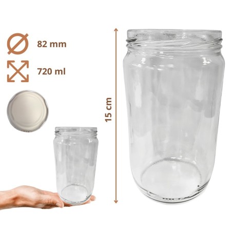 Słoiki 720ml słoiki na ogórki dżemy szparagi przeciery sałatki 10szt. 82mm