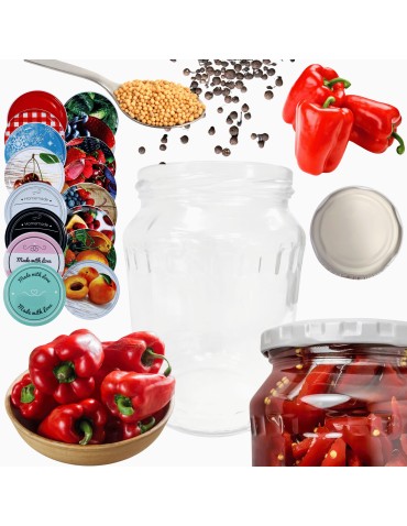 Słoiki - Słoik 720ml 0,7l soki ogórki papryka kompot KOMPLET z POKRYWKĄ 82mm PZH - product 14