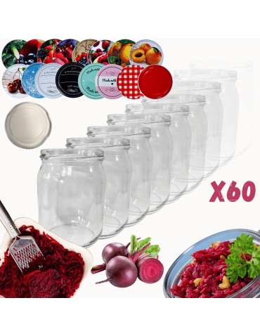 Słoiki - Słoiki 540ml 60 KOMPLETÓW z POKRYWKĄ słoiki na pasztet dżemy zaprawy 82mm - product 14