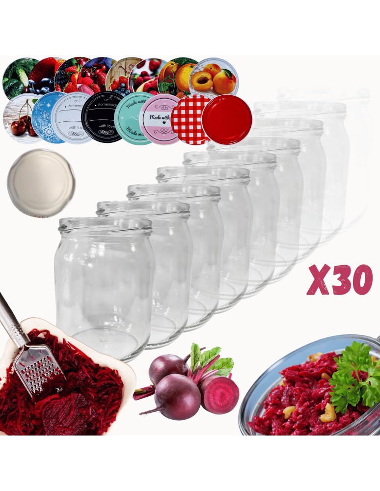 Słoiki - Słoiki 540ml 30 KOMPLETÓW z POKRYWKĄ słoiki na pasztet dżemy zaprawy 82mm - product MODO24.PL 14