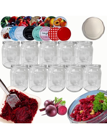 Słoiki - Słoiki 540ml 10 KOMPLETÓW z POKRYWKĄ słoiki na pasztet dżemy zaprawy 82mm - product 14
