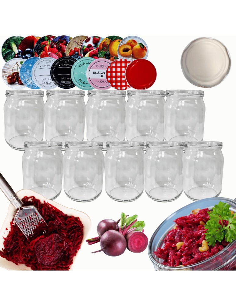 Słoiki - Słoiki 540ml 10 KOMPLETÓW z POKRYWKĄ słoiki na pasztet dżemy zaprawy 82mm - product MODO24.PL 14