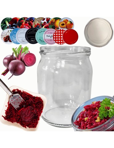 Słoiki - Słoik 540ml KOMPLET z POKRYWKĄ słoik na pasztet dżemy kompot zaprawy 82mm - product 14