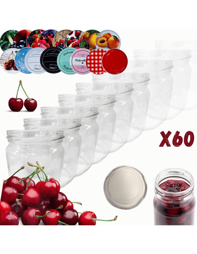 Słoiki - Słoiki 425ml 60 KOMPLETÓW z POKRYWKĄ słoiki na pasztet dżemy grzybki 82mm - product MODO24.PL 14