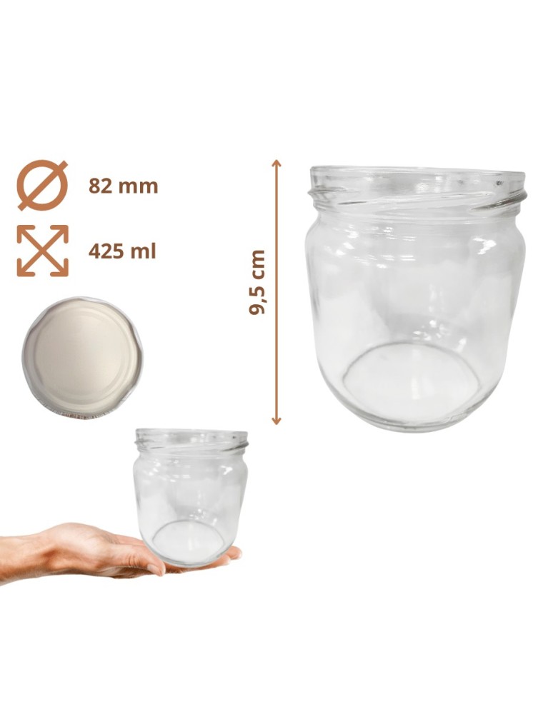 Słoiki - Słoiki 425ml 30 KOMPLETÓW z POKRYWKĄ słoiki na pasztet dżemy grzybki 82mm - product MODO24.PL 16