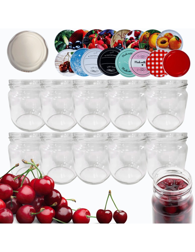 Słoiki - Słoiki 425ml 10 KOMPLETÓW z POKRYWKĄ słoiki na pasztet dżemy grzybki 82mm - product MODO24.PL 14