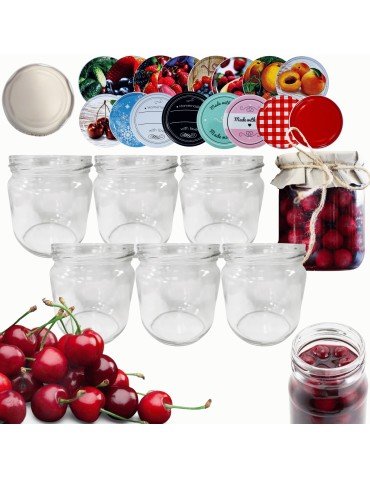 Słoiki - Słoiki 425ml 6 KOMPLETÓW z POKRYWKĄ słoiki na pasztet dżemy grzybki 82mm - product 14