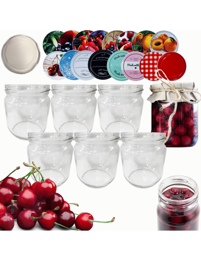 Słoiki - Słoiki 425ml 6 KOMPLETÓW z POKRYWKĄ słoiki na pasztet dżemy grzybki 82mm - product MODO24.PL 14