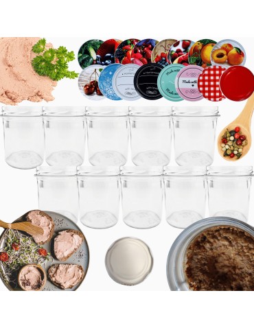 Słoiki - Słoiki 346ml 10 KOMPLETÓW z POKRYWKĄ słoiki na pasztet dżemy grzybki 82mm - product 14