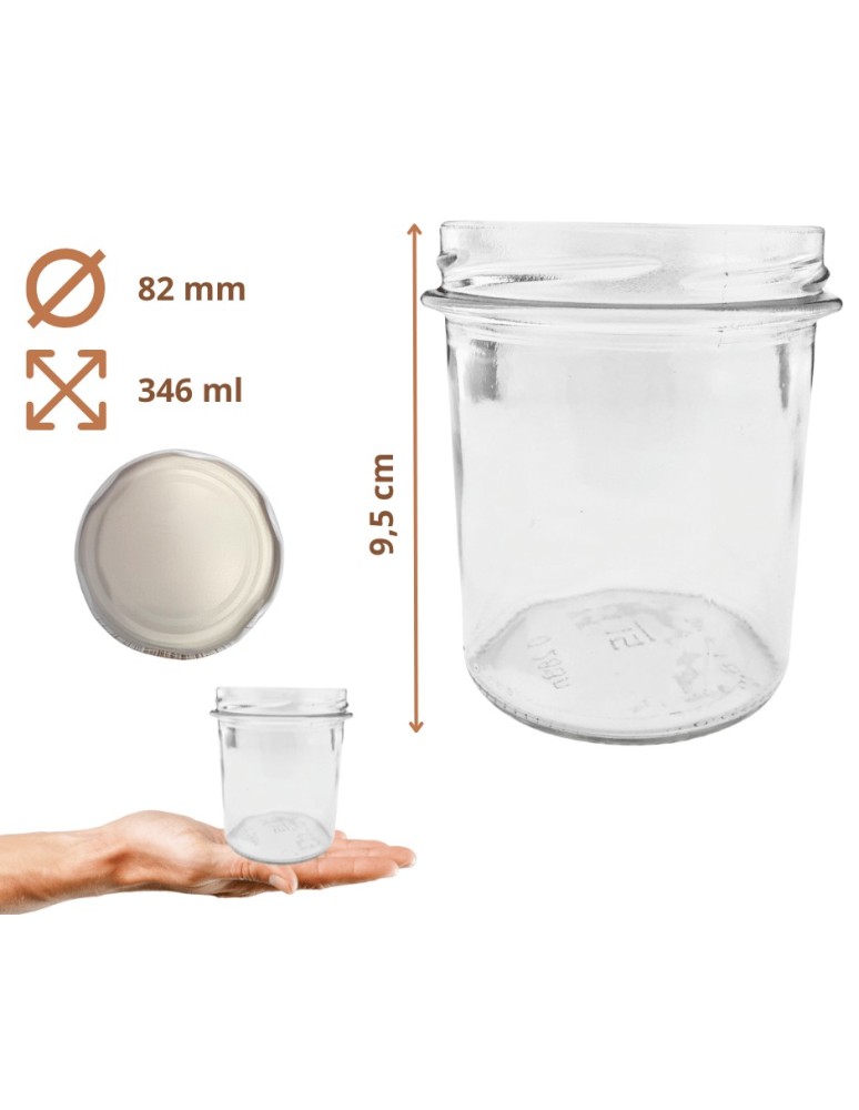 Słoiki - Słoiki 346ml 10 KOMPLETÓW z POKRYWKĄ słoiki na pasztet dżemy grzybki 82mm - product MODO24.PL 16