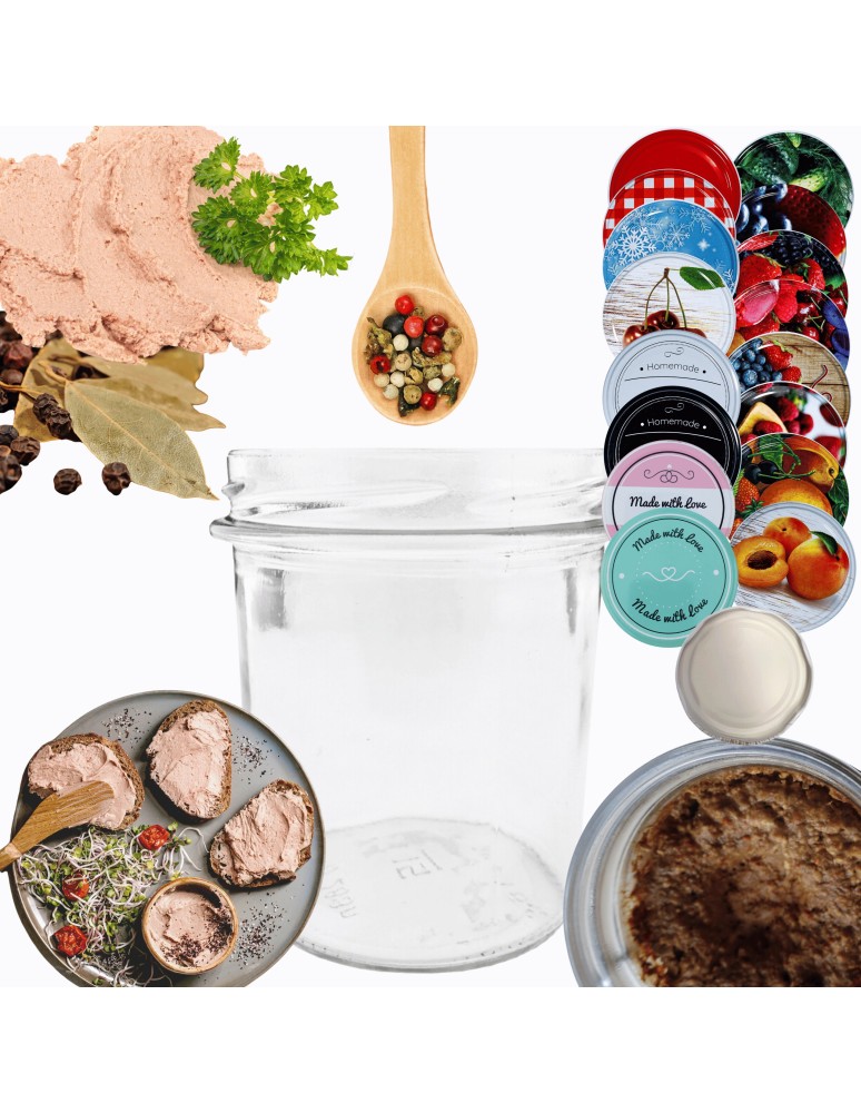 Słoiki - Słoik 346ml KOMPLET z POKRYWKĄ słoik na pasztet dżemy kompot grzybki 82mm - product MODO24.PL 14