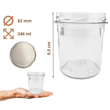 Słoik 346ml KOMPLET z POKRYWKĄ słoik na pasztet dżemy kompot grzybki 82mm