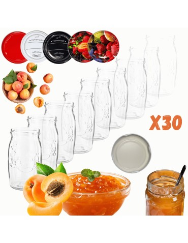 Słoiki - Słoiki 335ml 30 KOMPLETÓW z POKRYWKĄ dżemy konfitury kompot grzybki 66mm - product 14