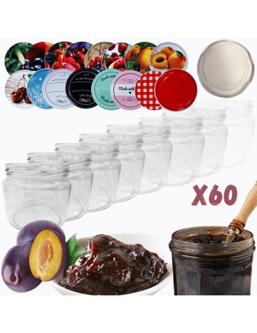 Słoiki - Słoiki 330ml 60 KOMPLETÓW z POKRYWKĄ dżemy konfitury przyprawy grzybki 82mm - product 14