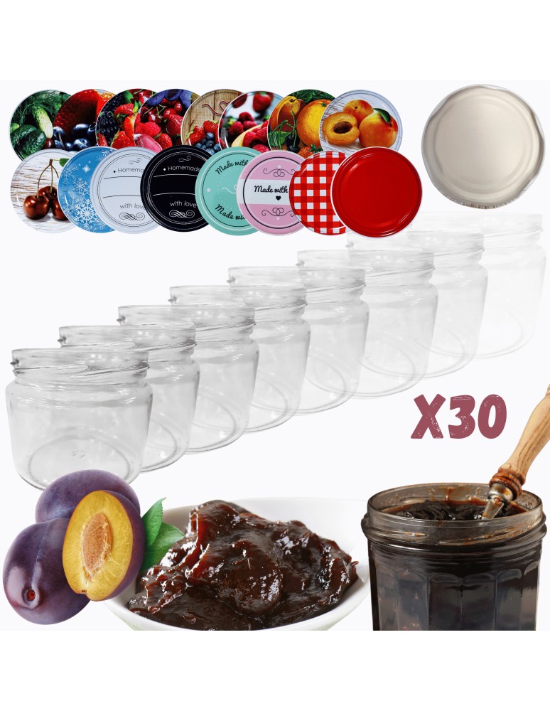 Słoiki - Słoiki 330ml 30 KOMPLETÓW z POKRYWKĄ dżemy konfitury przyprawy grzybki 82mm - product MODO24.PL 14