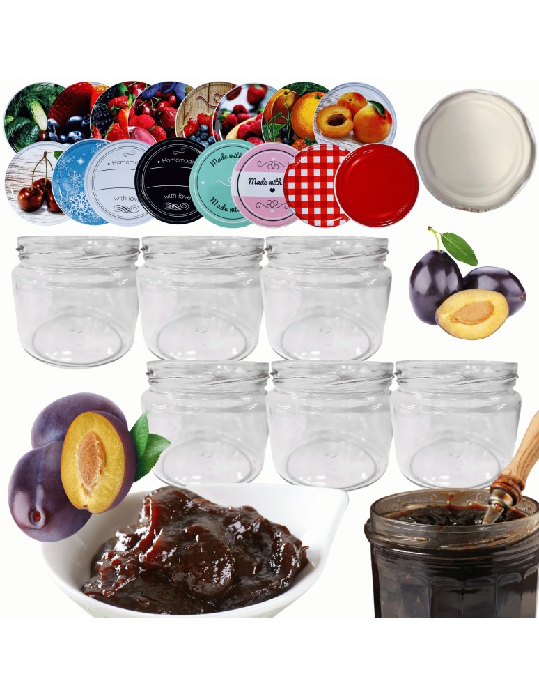 Słoiki - Słoiki 330ml 6 KOMPLETÓW z POKRYWKĄ dżemy konfitury przyprawy grzybki 82mm - product MODO24.PL 14