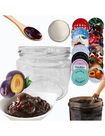 Słoiki - Słoik 330ml KOMPLET z POKRYWKĄ słoik dżemy konfitury przyprawy grzybki 82mm - product 14