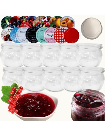 Słoiki - Słoiki 260ml 10 KOMPLETÓW z POKRYWKĄ dżemy konfitury przyprawy deserki 82mm - product 14