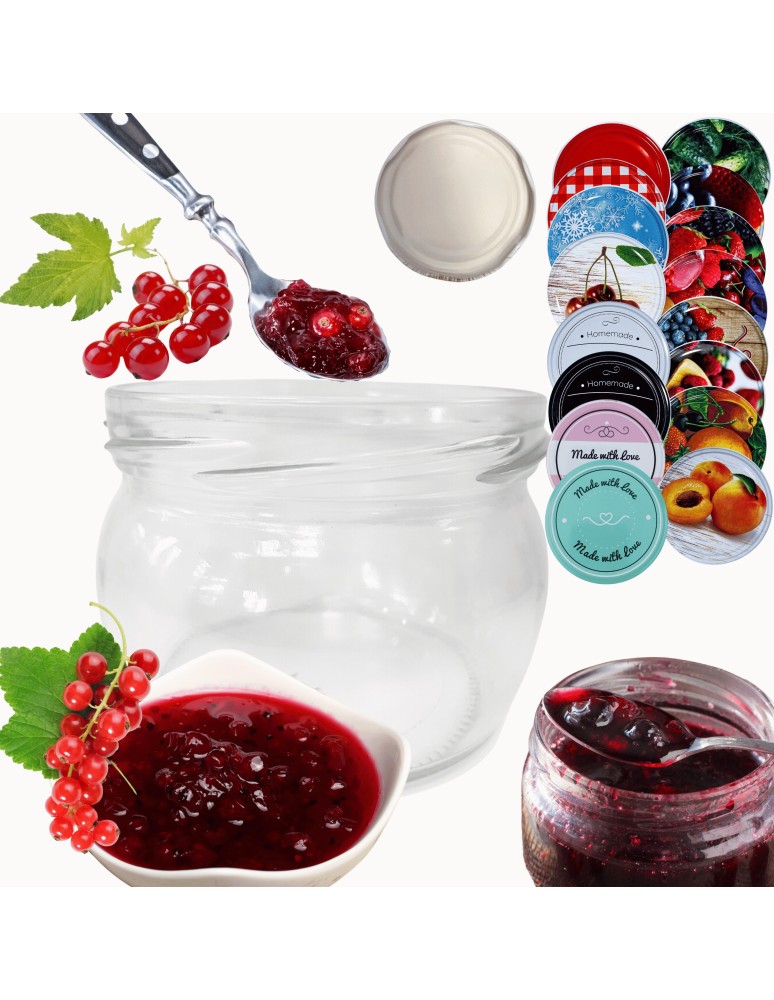 Słoiki - Słoik 260ml KOMPLET z POKRYWKĄ słoik dżemy konfitury przyprawy deserki 82mm - product MODO24.PL 14