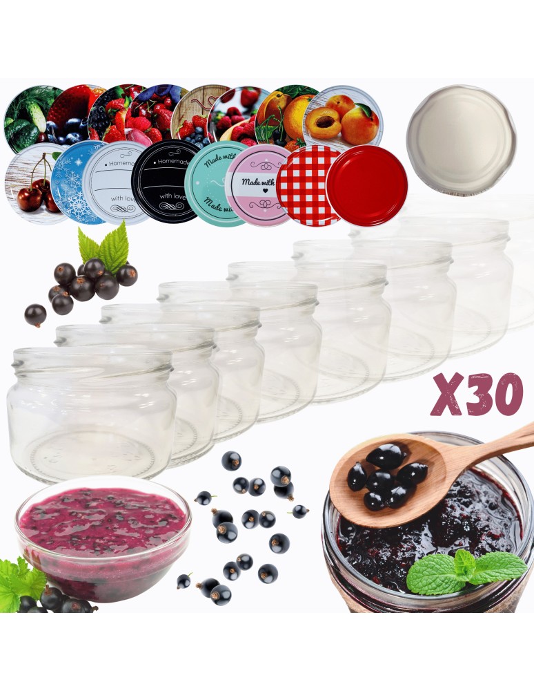Słoiki - Słoiki 250ml 30 KOMPLETÓW z POKRYWKĄ dżemy konfitury przyprawy deserki 82mm - product MODO24.PL 14