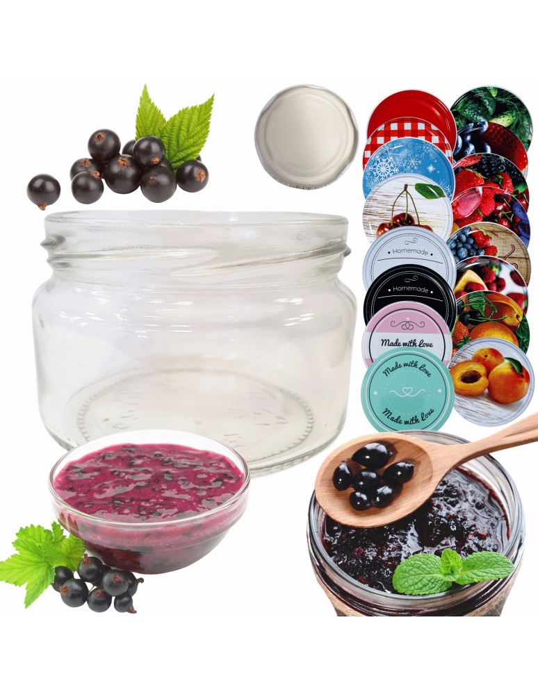 Słoiki - Słoik 250ml KOMPLET z POKRYWKĄ słoik dżemy konfitury przyprawy deserki 82mm - product MODO24.PL 14