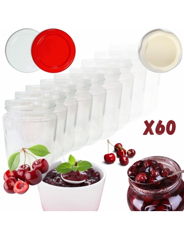 Słoiki - Słoiki 250ml 60 KOMPLETÓW z POKRYWKĄ dżemy konfitury przyprawy deserki 66mm - product 14