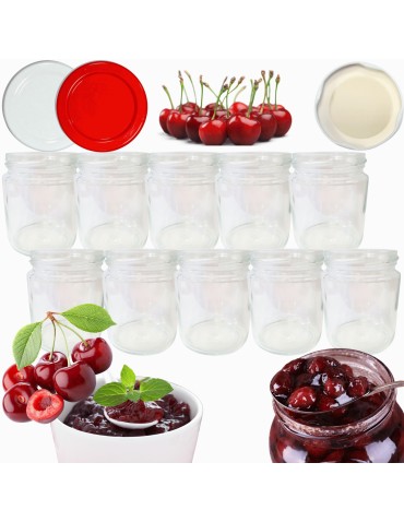 Słoiki - Słoiki 250ml 10 KOMPLETÓW z POKRYWKĄ dżemy konfitury przyprawy deserki 66mm - product 14